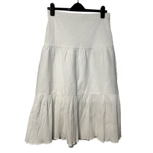 ASTR The Label Women's Full Flared Poplin Midi Skirt Size Medium White NWT